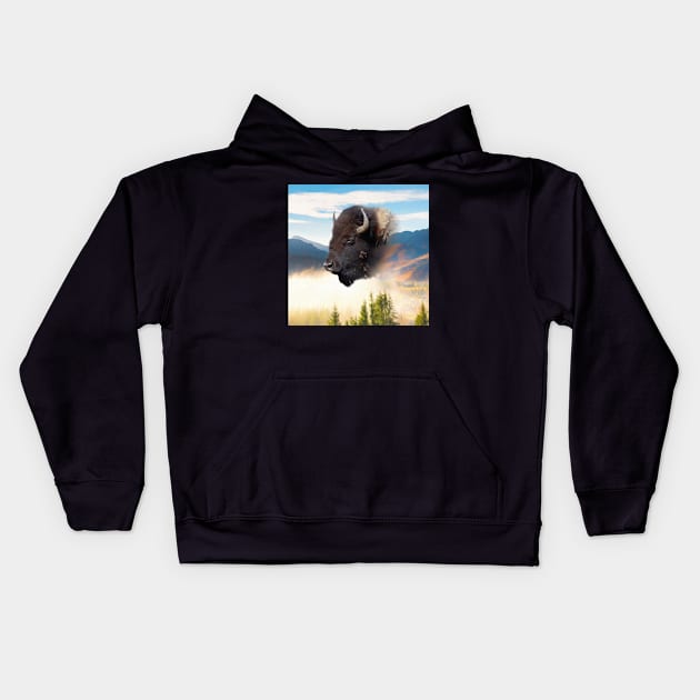 European bison Kids Hoodie by Guardi